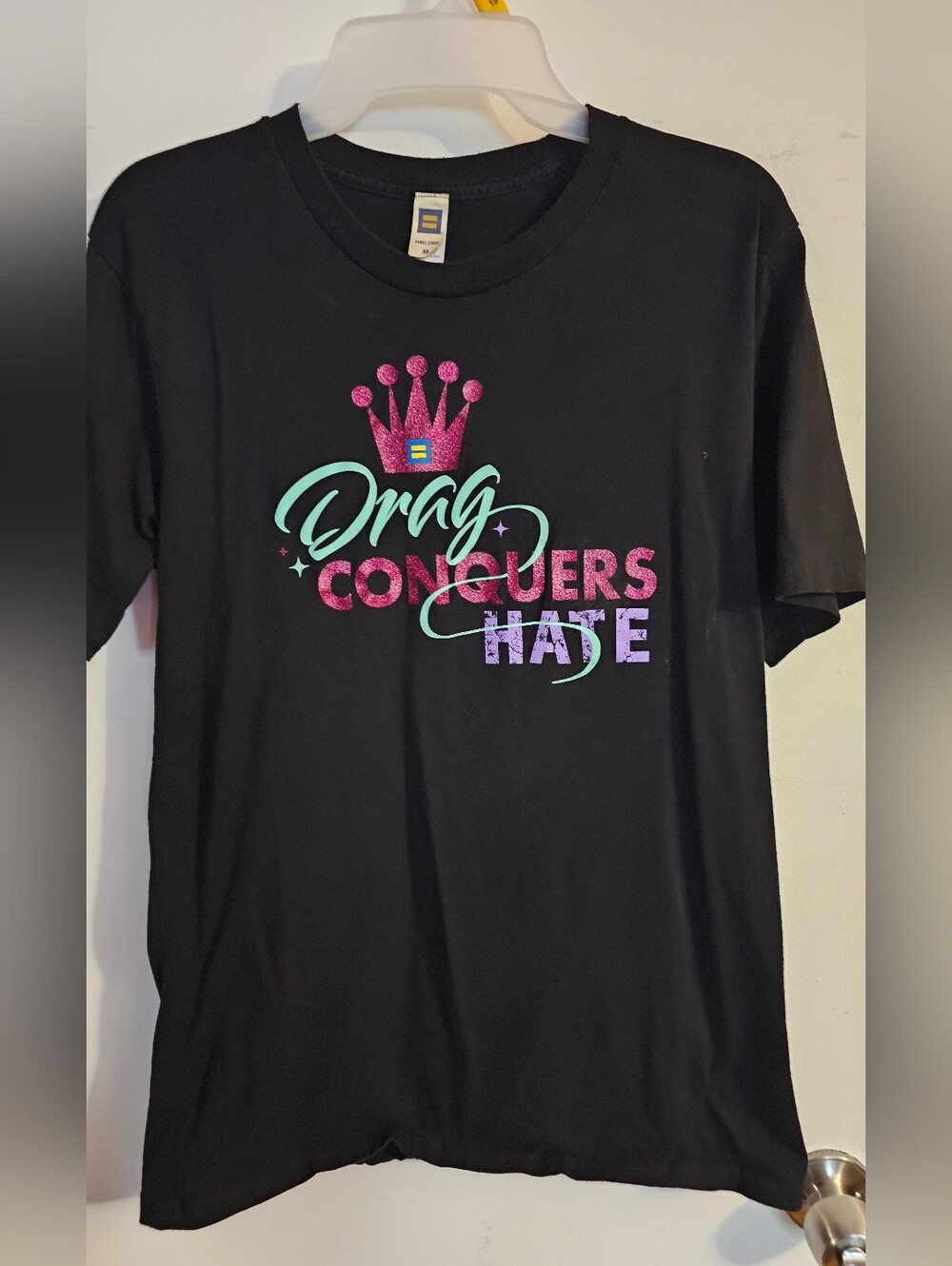 Womens Black 'Drag Conquers Hate' Graphic Tee